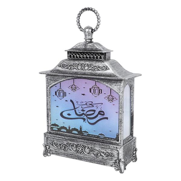 Muovinen Ramadan-juhlan yöpöytälamppu Makuuhuoneen lyhty Yksinkertainen työpöydän lyhty silver