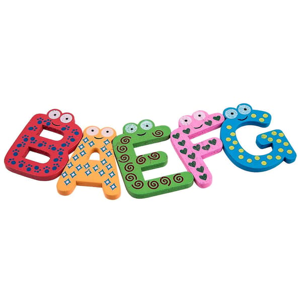Funky färgglada magnetiska bokstäver A-z träleksaker utbildning