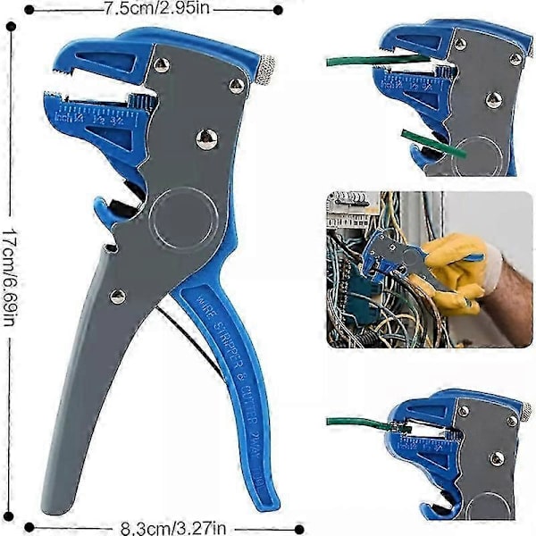 Automatisk Kabelavskärare Crimper Crimpverktyg Justerbar Tång Klippare blue