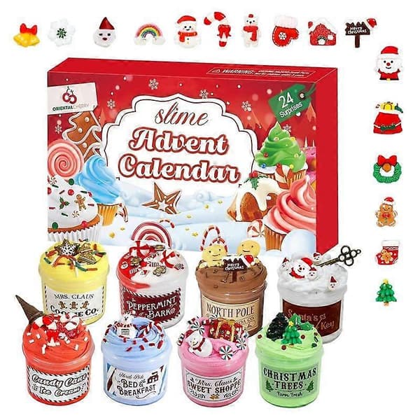 24 Dagar Slime och Kit Julkalender - Smör Stressavlastande Leksaker