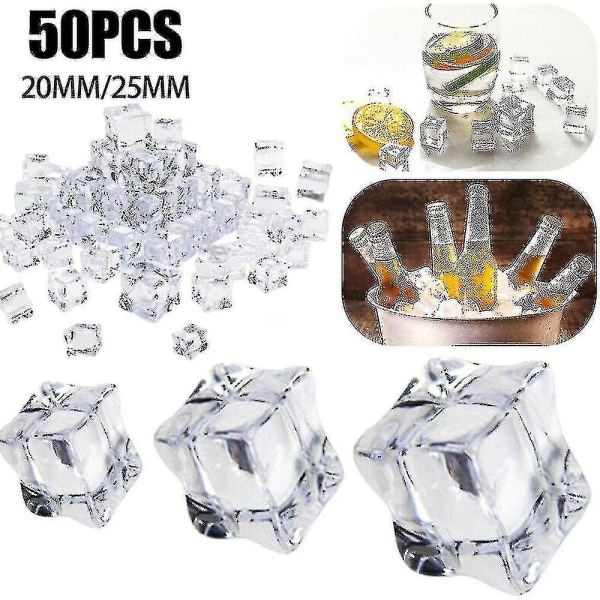 50 stk Clear Fake Crushed Ice Rocks Ice Cubes Vase Fillers Firkantet Ice Cube
