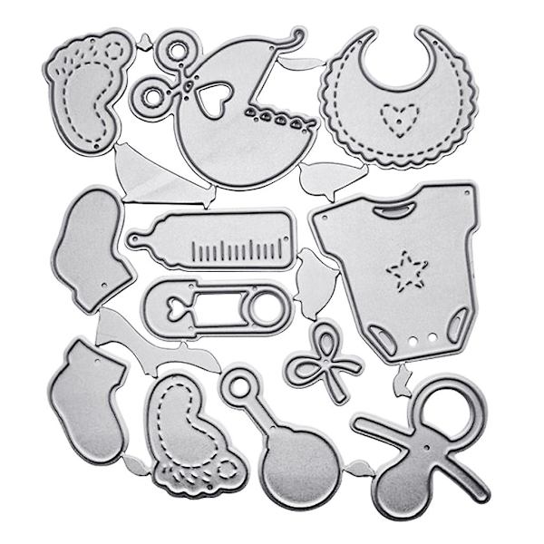 Babyflaske hagesmæk metal skæredøre stencil gør-det-selv scrapbooking album papir skabelon