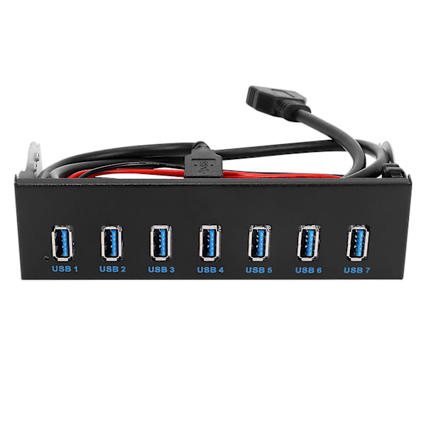 7-portars USB 3.0-hubb 5 gbit/s 5,25-tums CD-ROM-enhet fack CD-ROM-frontpanel för datorfodral + USB 3.0 19-p