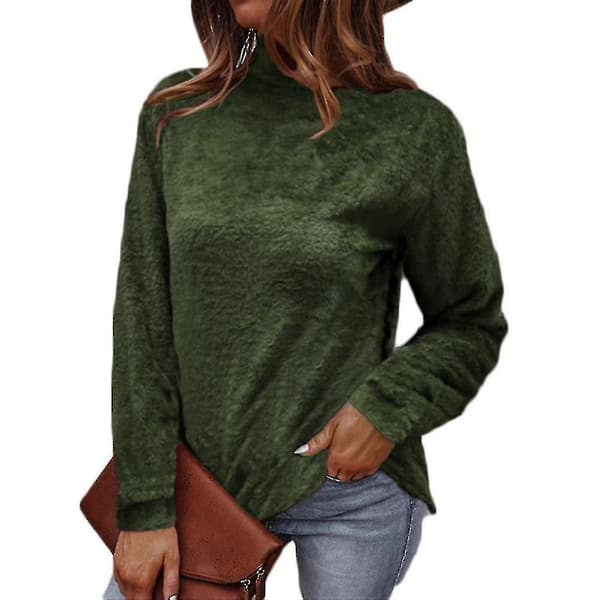 Hettegenser for kvinner med lang erme, ensfarget, strikket genser, pullover