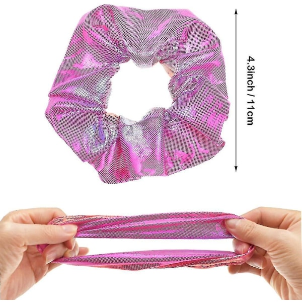 16 stk Hår Scrunchies Skinnende Metallic Slips Hår Sløyfe Elastikk Hestehaleholder