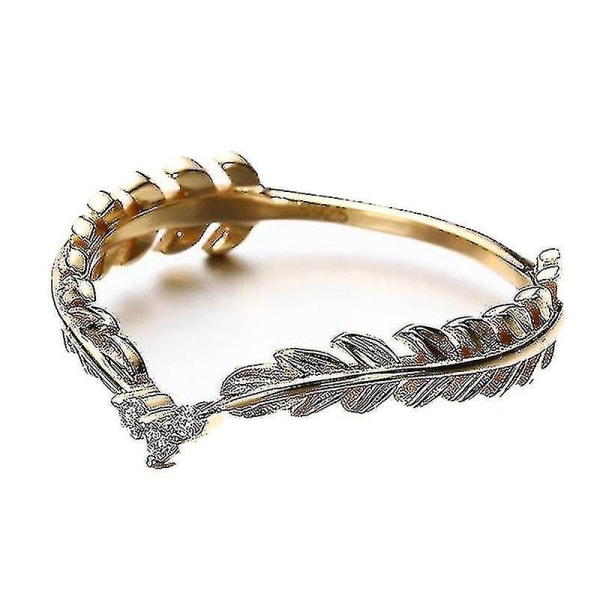 Hmwy-retro Bladring Vintage Dame Fjeder Knogle Ring Kvinder Smykker Fødselsdag Gave
