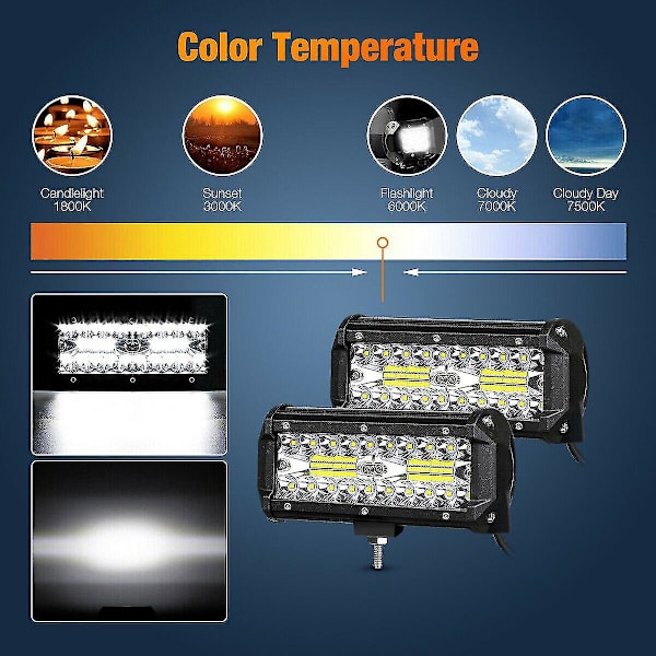 2 kpl työvalot Led 3 rivi 7\" Suuri kirkkaus nauha ajovalot