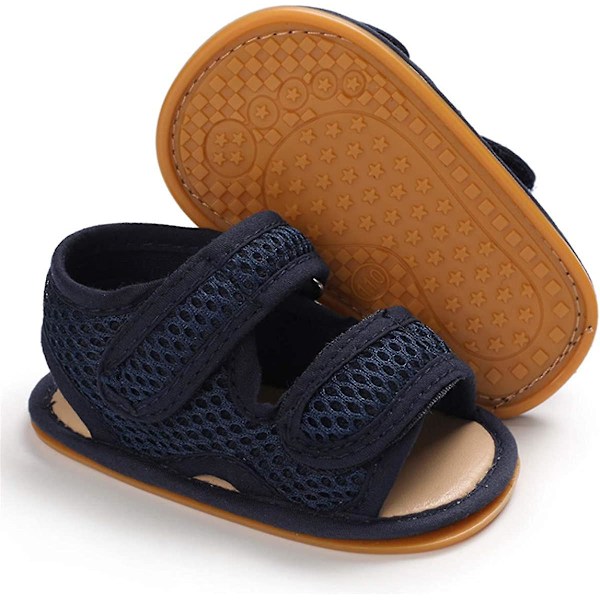 Baby Pojkar Flickor Sommar Sandaler Mjuk Sula Canvas Stängd Tå Småbarn Spädbarn Utomhus Promenadskor f navy 0-6 months infant