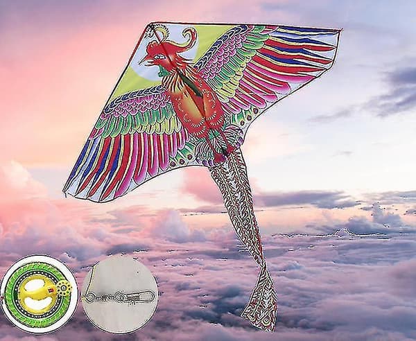 Fargerik 3D flydrak med håndtak og line - God flygave