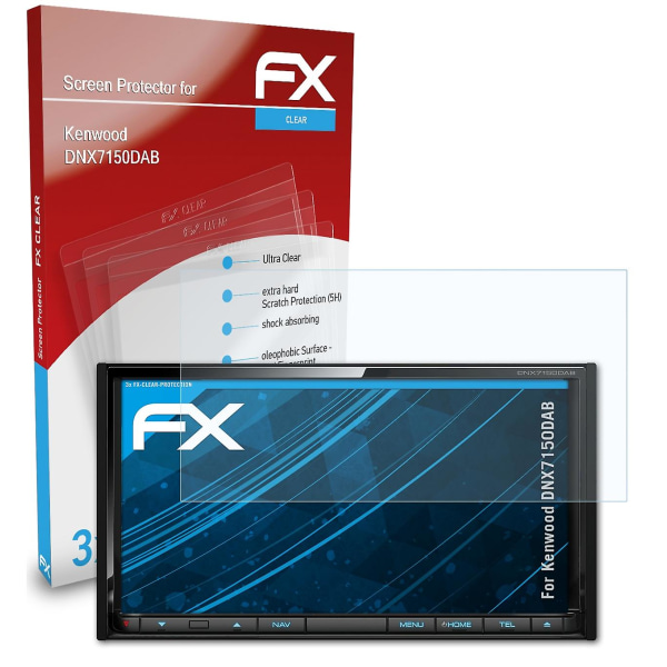 atFoliX 3x beskyttelsesfolie kompatibel med Kenwood DNX7150DAB Displaybeskyttelsesfolie klar