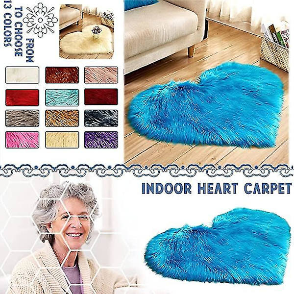 Hjärtformad Deluxe Heminredning Päls-Mjuk Plysch Imitation Lammull Matta/matta, Halksäker Sovrum Shaggy Mattor
