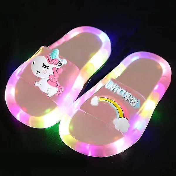 Børns Enhjørning Tøfler Lysende Super Søde Tøfler Glød I Mørket Sommersko_Newway pony pink 34 35