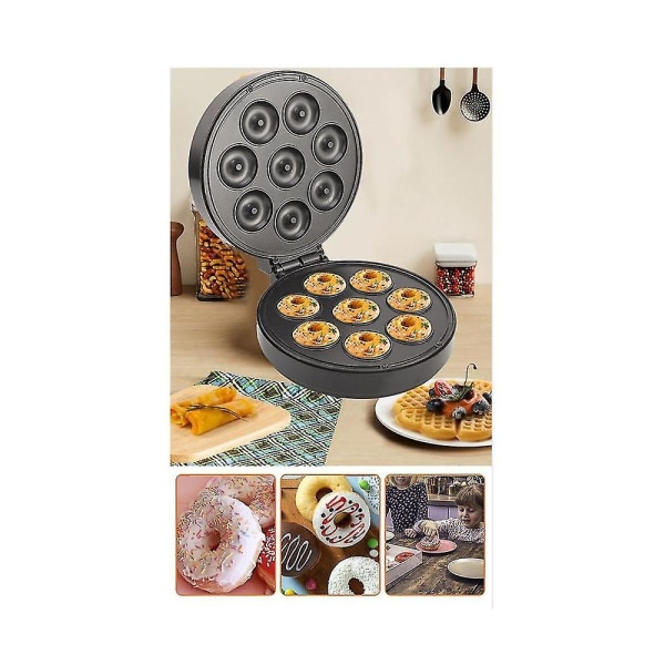 Elektrisk mini doughnut vafler kagemaskine maskine non-stick coated morgenmad snacks Desserter Køkken