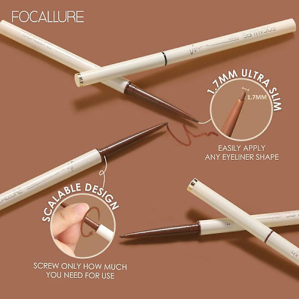 Focallure Eyeliner-liimakyniä - Vedenkestävä, tahraamaton, pitkäkestoinen, nopeasti kuivuva, luonnollinen