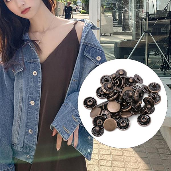 50 sett med rene messing trykknapper, runde klær, bagasjedekorasjonsverktøy, 12,5 mm bronse