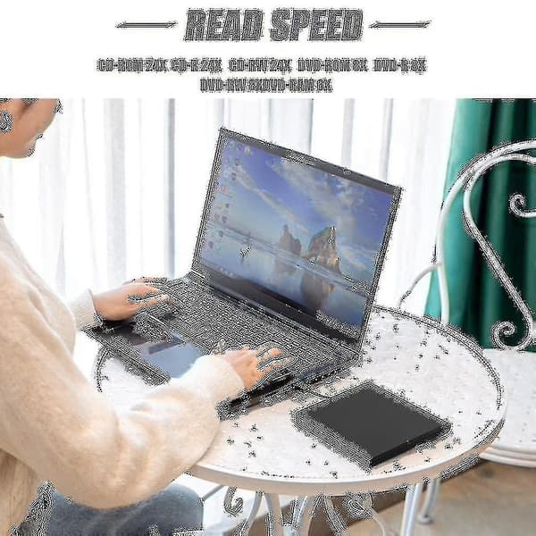 Universell bil USB 2.0 bärbar extern ultrasnabb CD-ROM DVD-spelare drivenhet bilskiva stöd för La