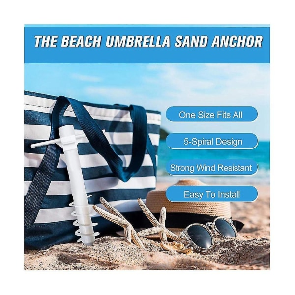 2 stk strandparaply sandanker, strandtilbehør-paraplybase med 5-spiral skruedesign, strand