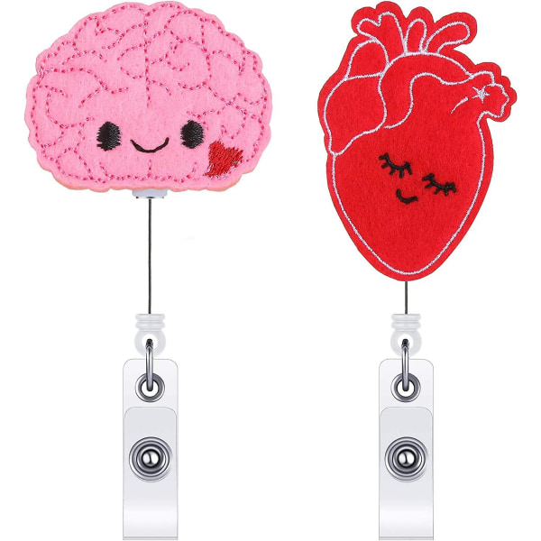 Filt Nurse Badge Reel Brain Badge Reel og Heart Retractable Badge Holder