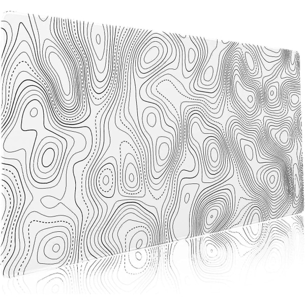 Topografisk kontur Vit spelmusmatta Xxl Geografiska kartlinjer Förlängd Stor stor skrivbordsmatta Halkfri gummibas sydd kant Lång tangentbordsmus