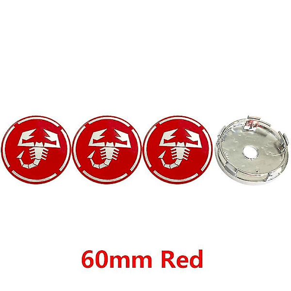 4 kpl 56 mm 60 mm Abarth-vanteiden keskihubin kannat, vanteiden peitteet, D-tarra, tarra, auton tyyli 4pcs 60mm red