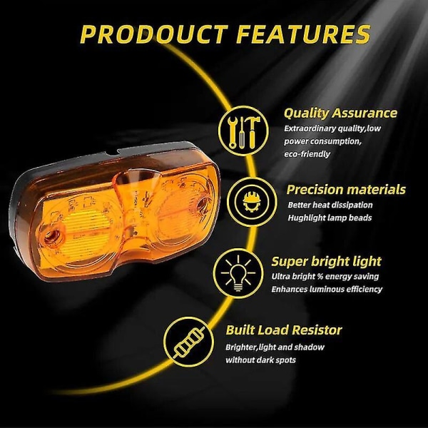 Billede LED-sidemarkørlys advarselsblinklys motorcykel baglygter 12v/24v trailer lastbil signal bremselampe ekstern indikatorlampe