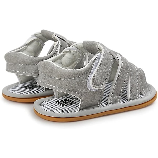 Baby Boys Girls Sandaler Pu Lær Gummisåle Sklisikre Småbarns Sommersko grey 6-12 months infant