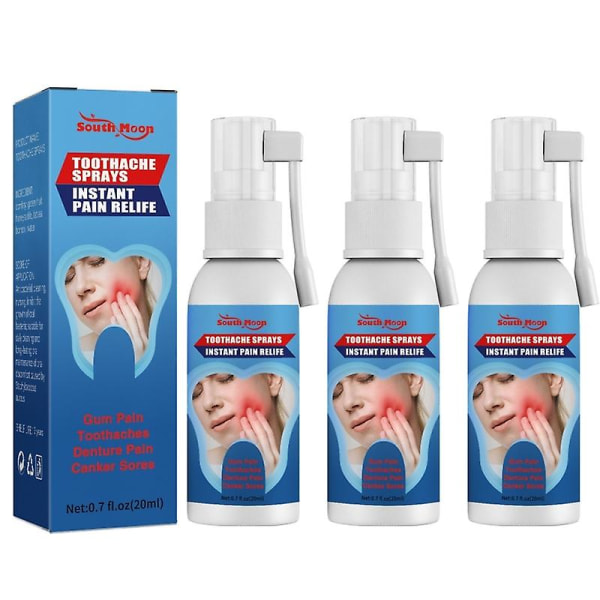 3x Tandpine Smertelindringsspray Hæmning Bakteriostase, Rengøring Pleje Mundhulen For at bevare mundsundheden Fjern paradentose