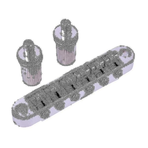 1 set med 6 strängar gitarr Tune-o-matic stall och stränghållare med stolpar för elgitarr, silver