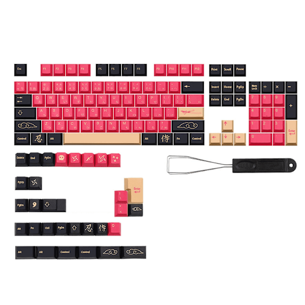 135 Pbt-näppäintä japanilainen samurai-näppäinsarja Cherry Mx -kytkimelle mekaaniselle näppäimistölle