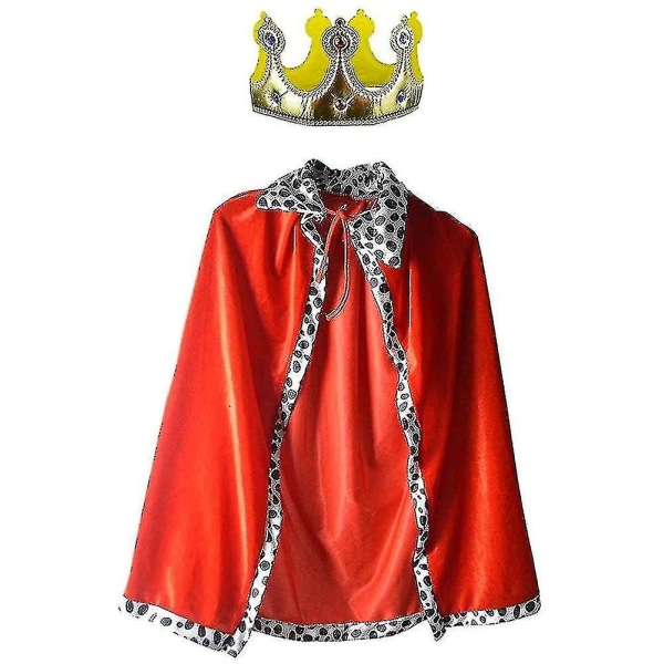 King Robe Costume Medieval Prince King Costume Cape(cape&crown) Red