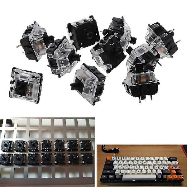 10 stk. mekanisk tastatur Mx 3 Pin sort switch gennemsigtig kasse