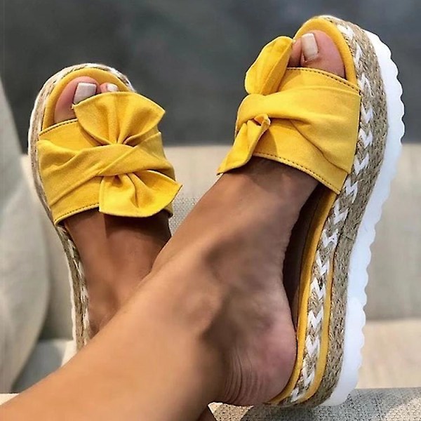 Sandaalit Naiset Korkokengät Sandaalit Kiilat Kengät Naisille Alustasandaalit Kesätossut Sandalias Elegantti Kesäkengät yellow 41