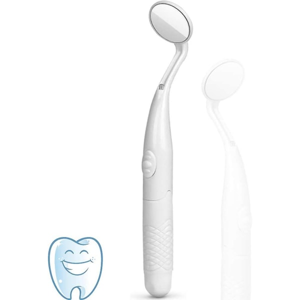 Tandspegel med ljus, tänder inspektion led spegel, anti-dimma mun spegel, tandläkare munvårdsverktyg (vit) (1 st)