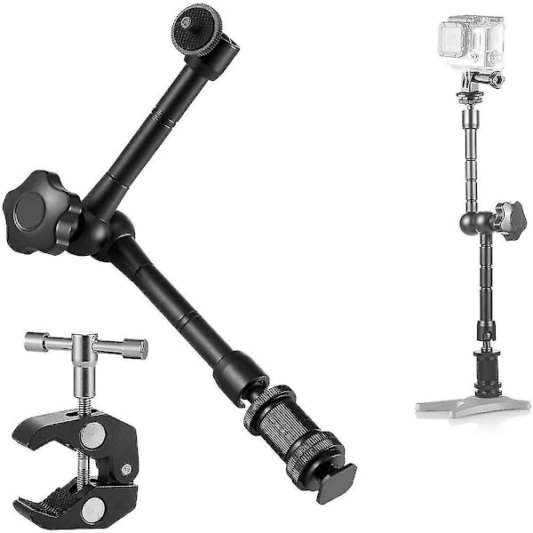 11 Tommer Leddelt Friktionsmagisk Arm & Stor Justerbar Superklemme Tangklemme Med 1/4\" Og 3/8\" Gevind Til Dslr Kamera Rig, Lcd Skærm, Led Fla