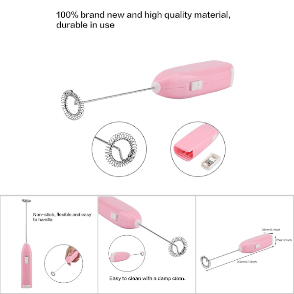 Elektrisk äggvisp och mjölkskummare för hushållsbruk (rosa)