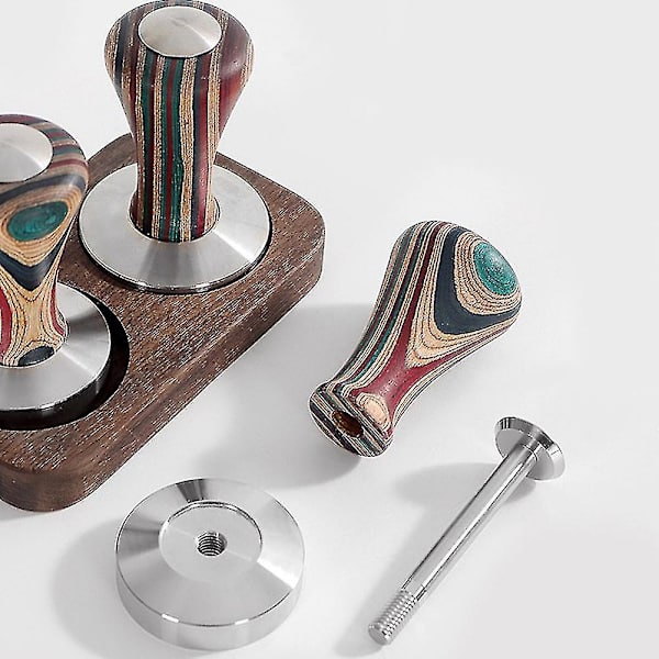 58mm Kaffetamper i tre med rustfritt stål base pulverpress solid hammer kaffetilbehør Fo