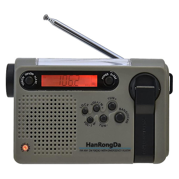 Ulkoinen hätäradio, kannettava radio, Am Fm Sw, aurinkovoimalla toimiva käsikampi radio, jossa LED-taskulamppu
