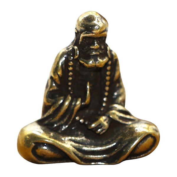 Retro Messing Dharma Buddha Mini Statue Bodhidharma Master Figurer Skrivebordsdekoration Håndværk Gaver