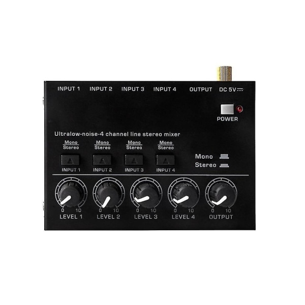 Mini Stereo Mixer Max400 Ultralow Noise 4-kanals mixere Mixer Console Dc5v til elektrisk guitar D