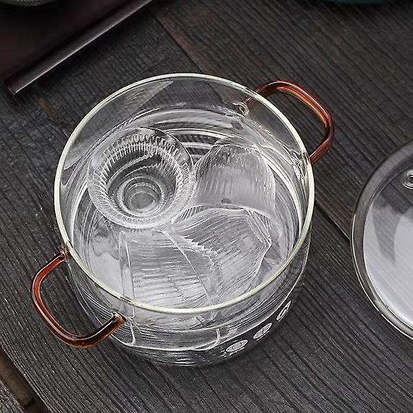 Gjennomsiktig glasssuppe Grøtgryter 1,5L Mikrobølgeovn Brannvarme Glassbolle