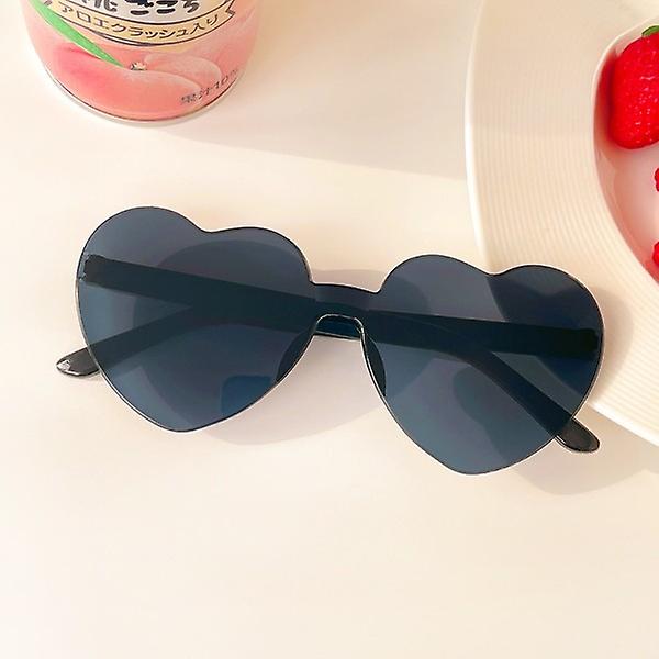 Dammodefärger Polariserad hjärtform Tonade festsolglasögon Flickor Vintage UV400-färger båglösa solglasögon för kvinnor