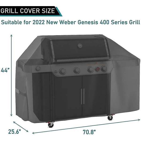 Cover för nya 2022 Weber Genesis 400-serien 4-brännare gasgrill utomhus vattentät, 7758 Passar för Genesis E-425s E-435 Epx-435 S-435 Spx-435 Sx-43