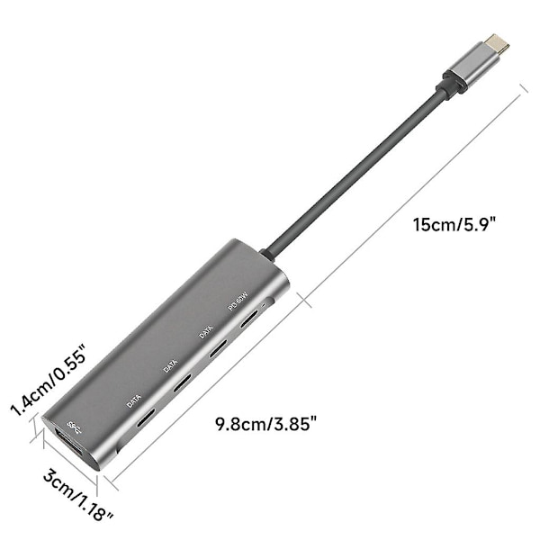 Usb 3.0 -sovitin Usb-c Pd60w -monitoimijakaja Usb-c -jakaja laajennin kannettavalle tietokoneelle