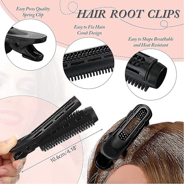 10,5 cm hårluftlugg rull fluffy hårklips kvinners hårtilbehør (svart) 6 stk (2-cc) black