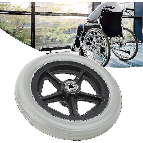 Rullestols forhjul, 7 tommer forhjul handicappede Anti-slip gummihjul hjuludskiftning Rullestol, rulle, rollator (2 stk. - grå)