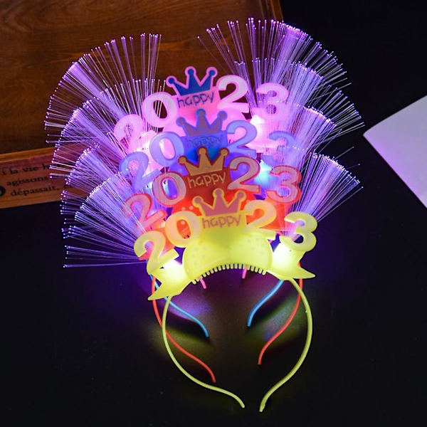 2023 LED-uudenvuoden hiuspanta LED-valokruunu Tiara-valopääpanta vuodelle 2023 2023 bow tie