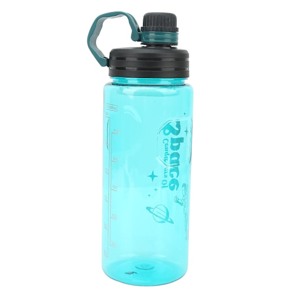 Urheilun vesipullo 1500ml - Elintarvikelaatuinen PC, juomaveden asteikko, kuntosalikannu kuntosalille, pyöräilyyn, juoksuun - Vihreä
