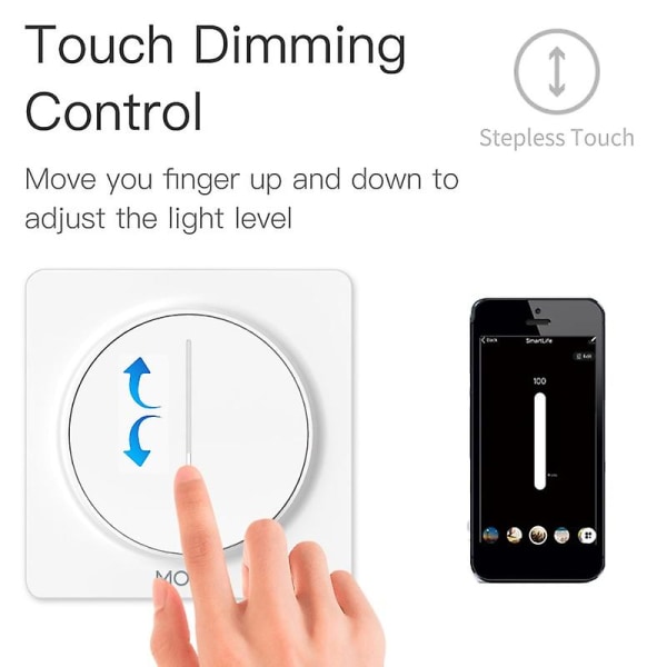 WiFi Berøringslysdimmersbryter 100-240V Smart Life/Tuya App Smart Hjem Fjernkontroll