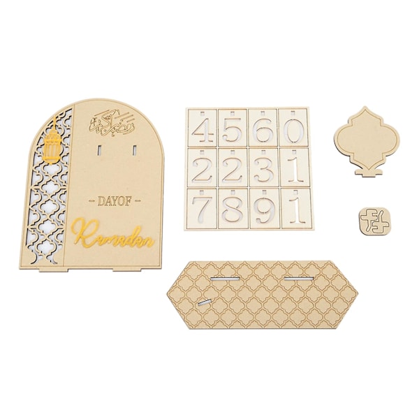 Eid Ramadan Nedräkningskalender Trä Dekorativ Prydnad DIY Typ B