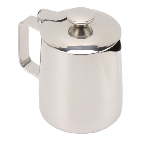 350 ml melkeskummer i rustfritt stål med lokk - perfekt for cappuccino og kaffeskum